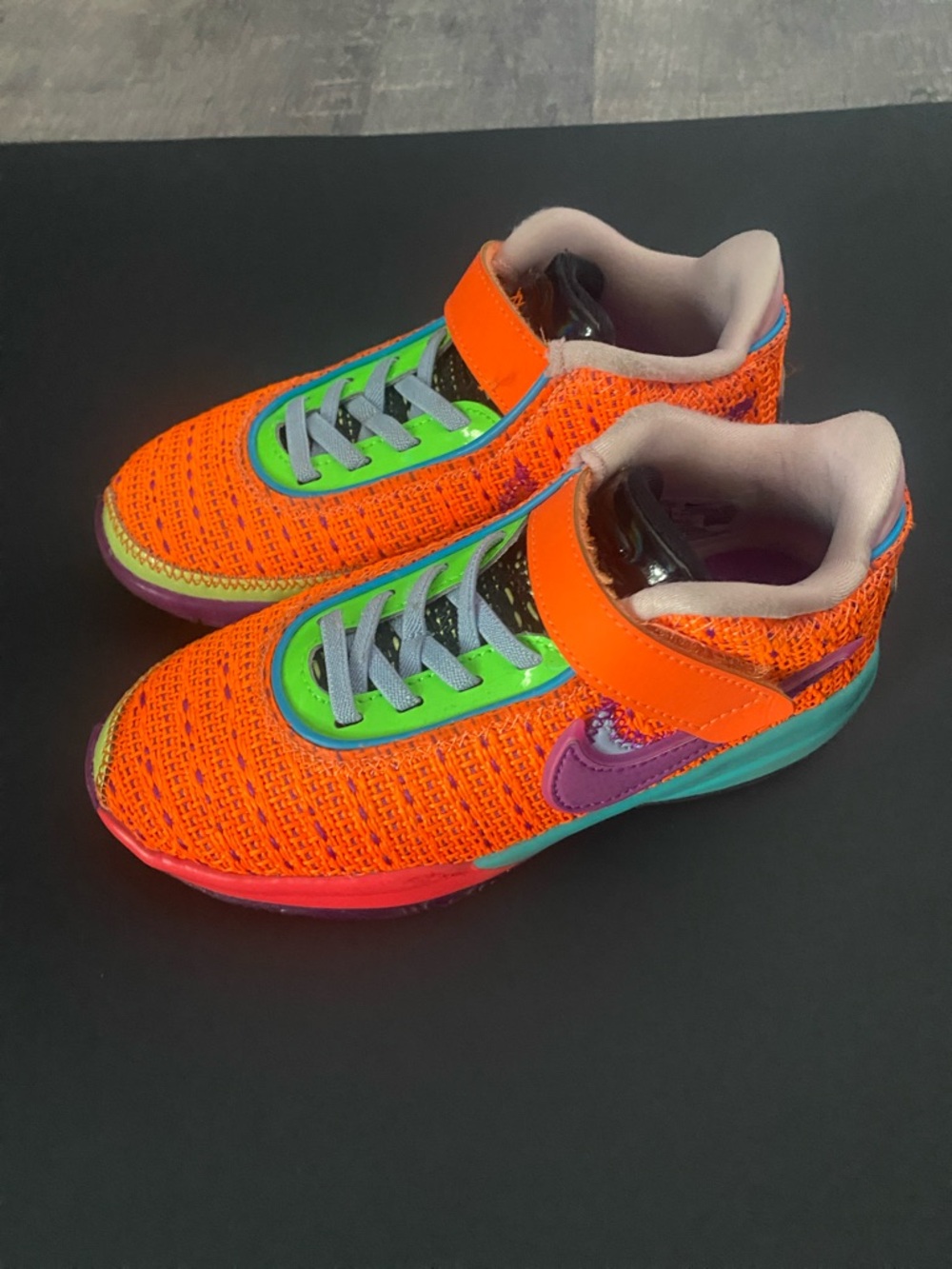 Nike Kids Bright Orange, Green & Purple Velcro Sneakers